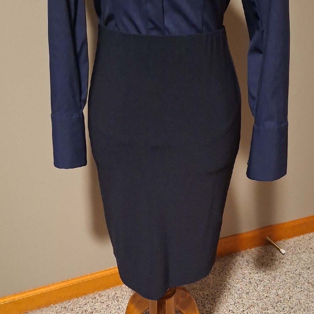 Boston Proper Navy Blue Pencil Skirt - Sleek Tailored Fit
